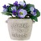 Northlight Pansy Artificial Floral Arrangement in "Flowers & Garden" Pot - 6" - Purple and Blue
